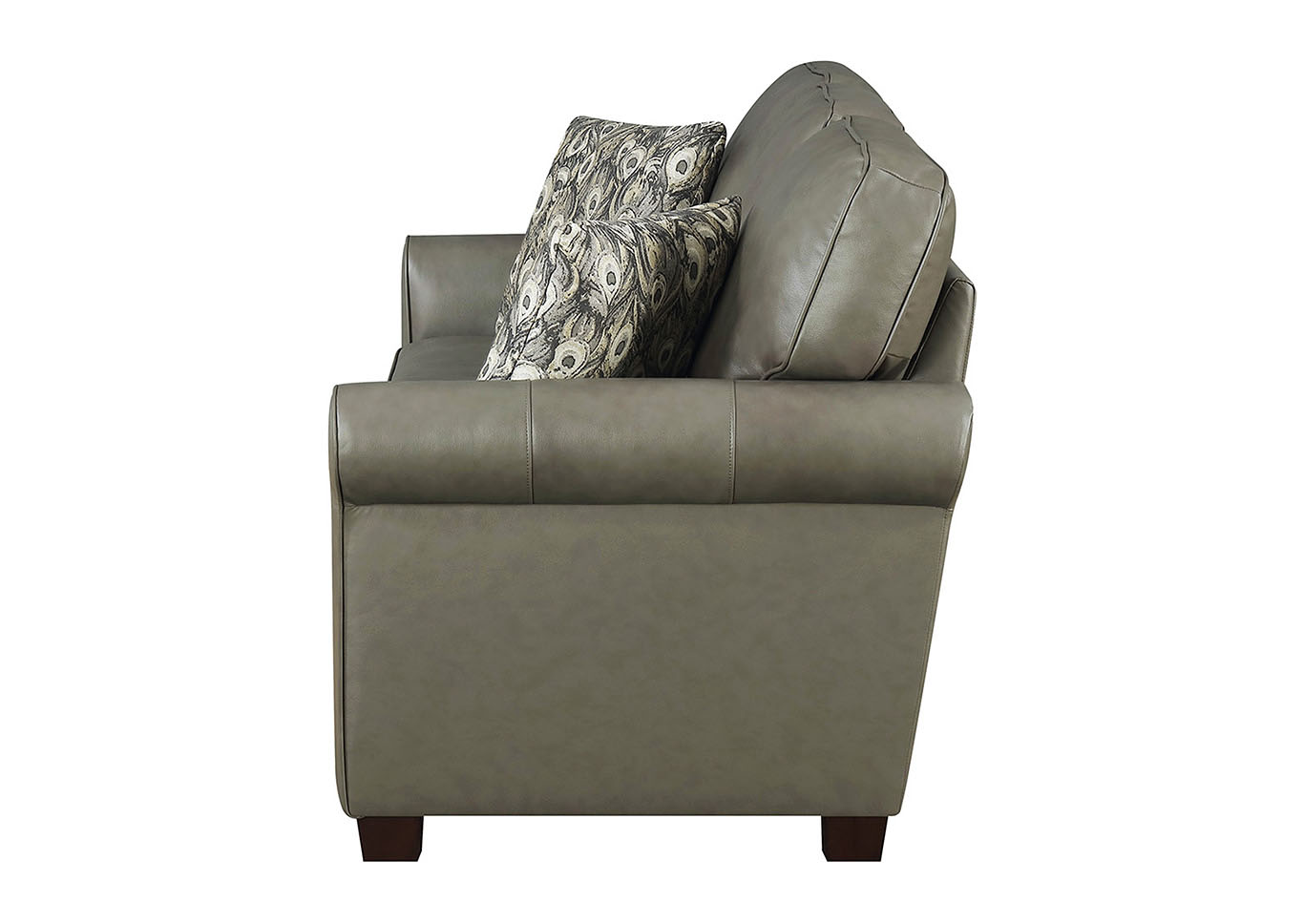 April Gray Leather Match Stationary Sofa,Taba Home Furnishings